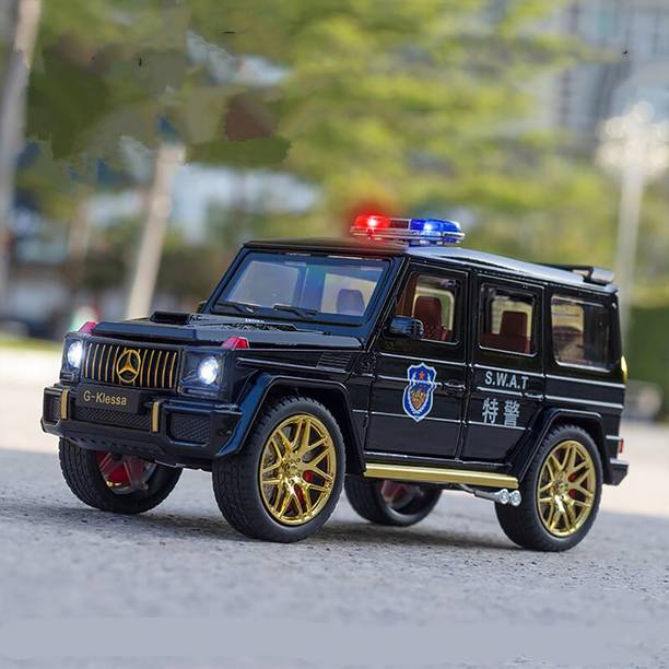 UKAXA 124 Police Car Die Cast Metal Police Toy Car For Kids Light Music Pullback