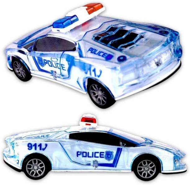 Xcillince Toys Speed Guard Police Musical Toy Car with Flashing LED Lights (Pack of 2)
