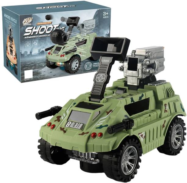 FunBlast Armored Vehicles Trucks Toys - 360 Degree Rotating Army Trucks Toys with Shootin