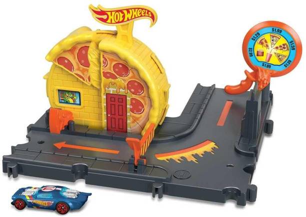 HOT WHEELS City Pizza Track Set with Car & Drive-Through Shop (LT-HKX44)