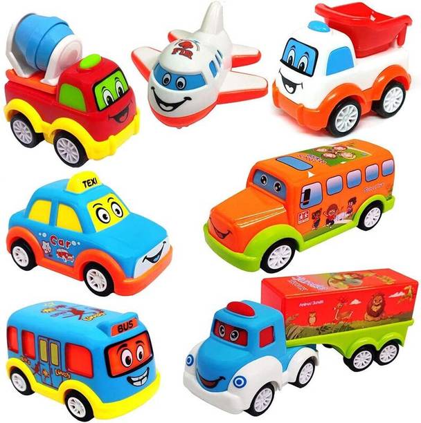 Jericos Push & Go Pull Back Toy Cars for Boys & Girls 3+, Pack of 7 (64)