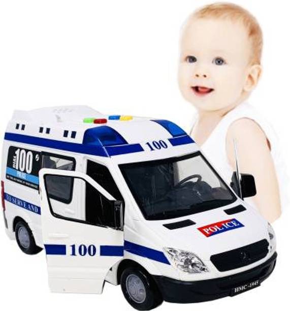 Tarak Police Ven Toy Car, Friction Inertia Powered, 1:16 scale Light & Siren Sound