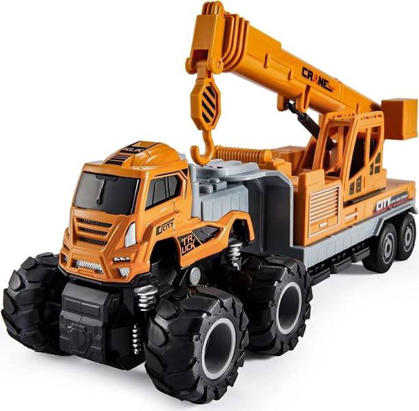 Trixvva Friction Powered Crane Transport Truck Toy for Kid Die cast Construction Vehicle