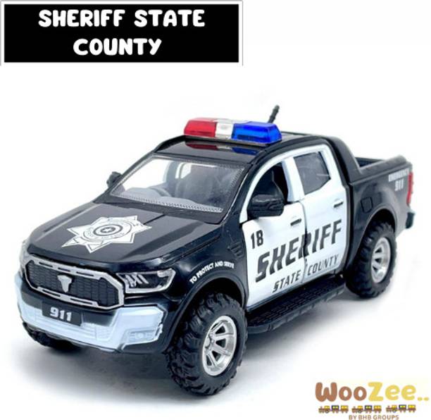 centy SHERIFF STATE COUNTY EMERGENCY SQUAD POLICE CAR WITH OPENABLE DOOR AND TAILGATE