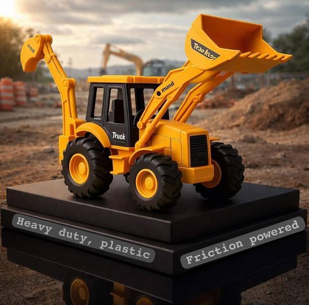 Mj Traders JCB Style Excavator Construction Truck Toy for Kids | Friction Powered | Plastic