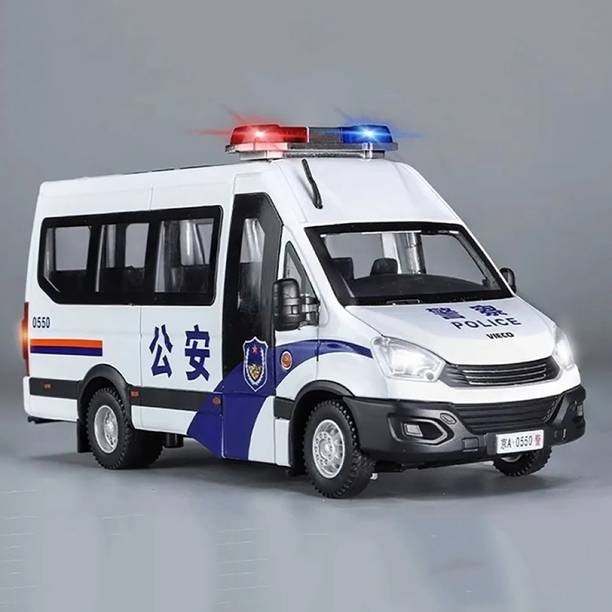 UKAXA 1:24 Light Music Police Car Die-cast Metal Police Toy Car DE