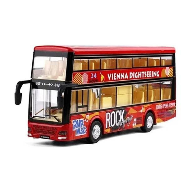 DIKUJI ENTERPRISE Luxury Die cast Metal Body Double Decker Travel Toy Bus with LED Light and Sound for Kids (Multi Colour- Colour May Vary)