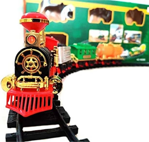 VikriDa Choo Choo Classic Train Set Toy Battery Operated with Smoke & Track Set