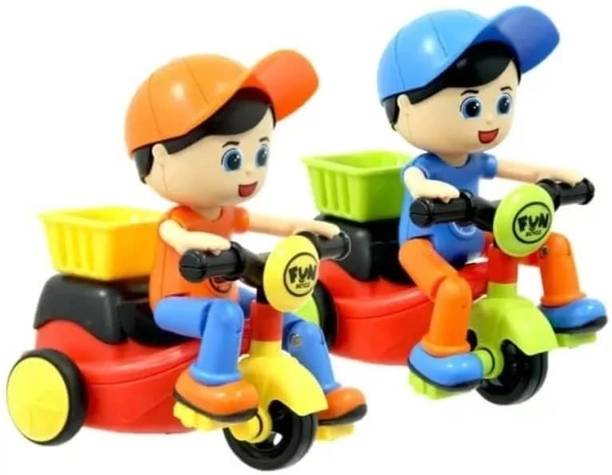 Aganta Push And Go Boy Play Set Friction Powered Toy Tricycle Delivery Boy Cycle Boy