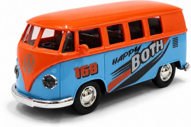TOYRENTTO 1:36 Scale Die Cast Metal Classic Van Pull Back Toy Bus Openable Doors for Kids