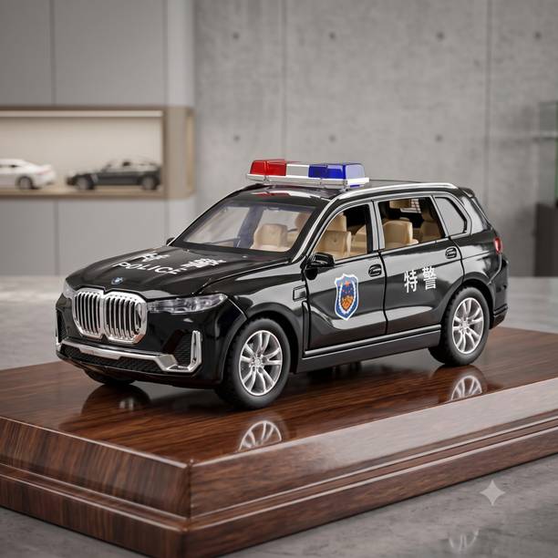 DUWOL 1:32 Diecast Metal Model Car Police Toy Kid Sound Light