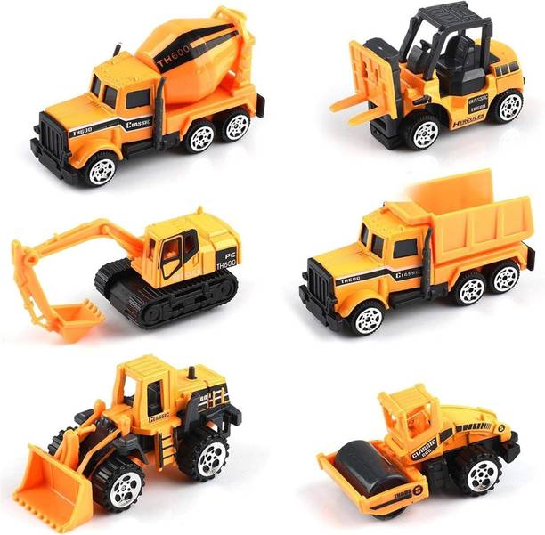 hanumant 6 in 1 Construction Vehicle Toy Set for Kids Mini Engineering Trucks