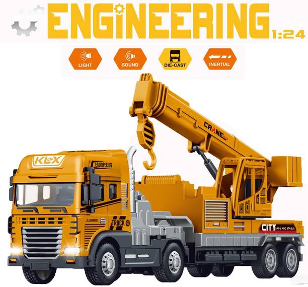 Ragiluxe Truck Toys Crane Toy Diecast Truck for Kids with Friction-Lights-Sound