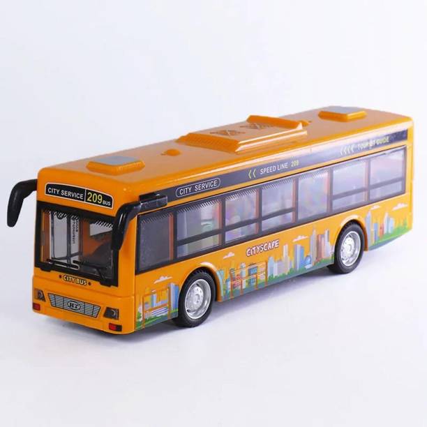 deoxy Diecast Alloy Plastic School inertial Bus Toy for Kids Simulation Light Music