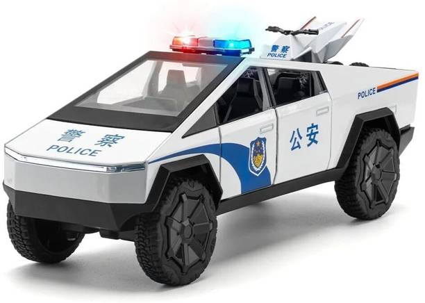 toyicart 1:24 Cybertruck Police with Police ATV Pull Back ,Opening Doors, Lights & Sound