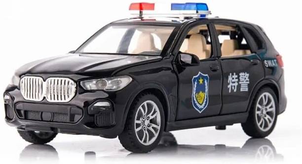 KIDSNEY 1:32 B-M-W X7 Police Toy Car Pull Back Car with Openable Door and Sound Light