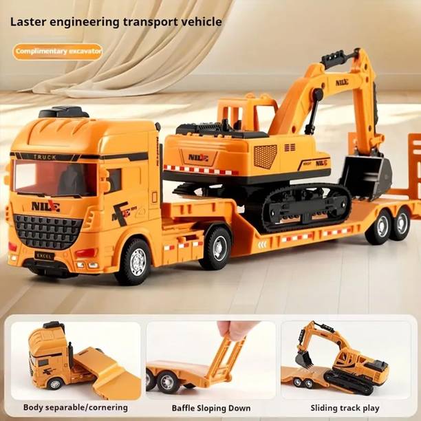 Devdhan Excavector with Truck Set Toy, Transport Engineering Vehicles for Children