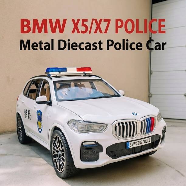Ragiluxe 1:32 B-M-W Police X5 Toy Car Pull Back Action Sound Light Model