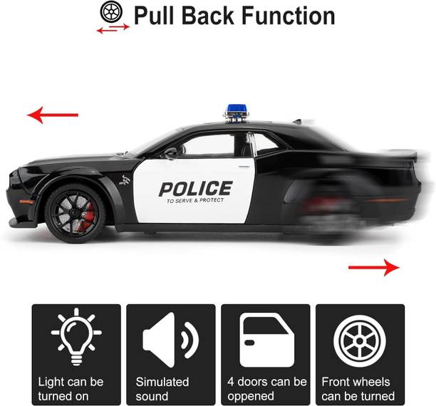 Zuuluzrs 1:24 Scale Dodge Challenger Hellcat Police Car With Sound And Light