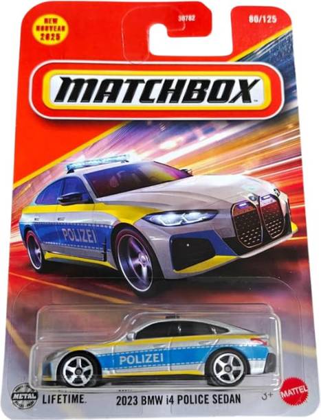 MATCHBOX 2023 BMW i4 Police Sedan 1:64 Die-Cast Toy Car Collectible Model & Case