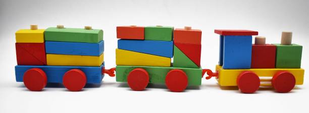 justhandmade Wooden Push and Pull Train with Shape & Color Sorter Toy for Kids