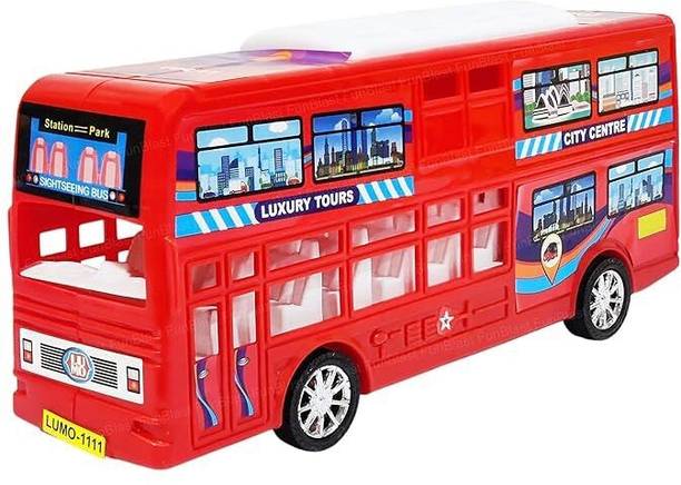 TOYZENZY Double Decker Bus Toy for Kids – Pull Back Vehicle Toy