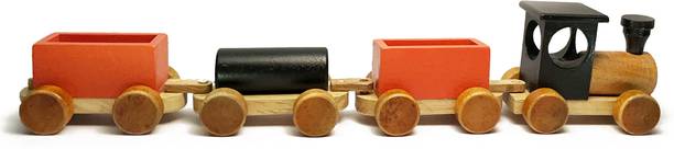 Kafron Wooden Toy Train Set Railway Engine and Coach set for 2 years+ old