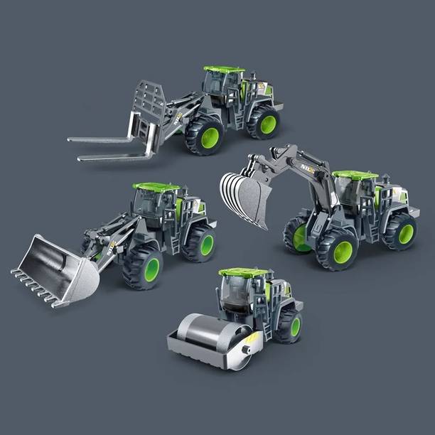 DARVICE Bulldozer Excavator Pack 4 Set Unbreakable Construction Vehicles For Kids Trucks