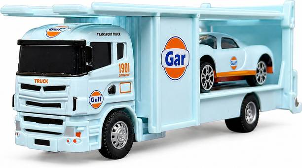 Radition Metal Transport Truck with Gulf Car – Realistic Model, Ideal Toy for Kids
