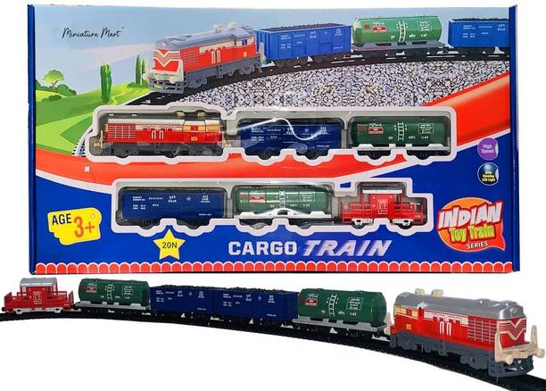Game Phactory Indian Goods Toy Trains for Boys & Girls with Coal ,Tanker,Brake Train Track Set