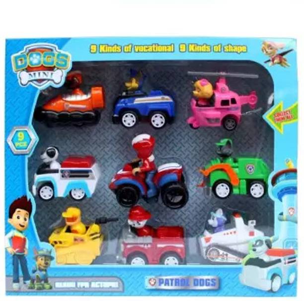 Just craft 9 in 1 Reascue Teame Paw Patrol Pup Buddies Action Figure Toys set for kids