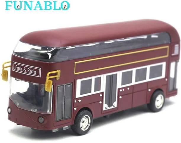 FUNABLO Double Decker Bus Toys for Kids Diecast Metal Bus Alloy London Bus Light & Music