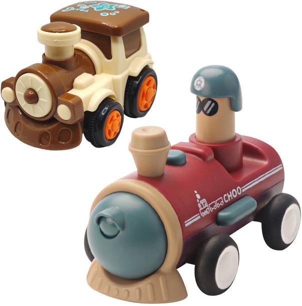 ZONEPIA Unbreakable Friction Powered Diecast Train & Push and Go Train Toy Set
