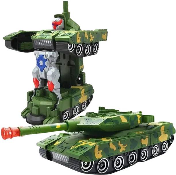 Kidoyz Combat Tank Transforming Robot Toy Automatic Light & Music Action Tank for Kids
