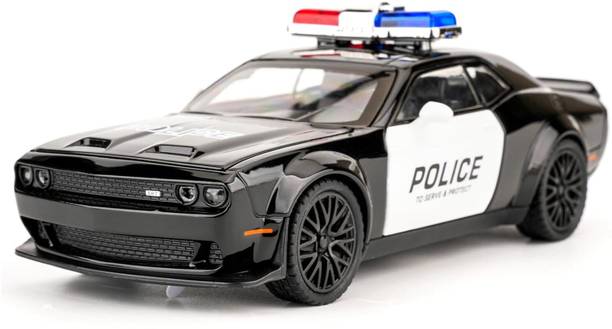 MOOBOO 1:24 Scale Dodge Challenger POLICE Toy Model Car for Kids Die cast Model Car