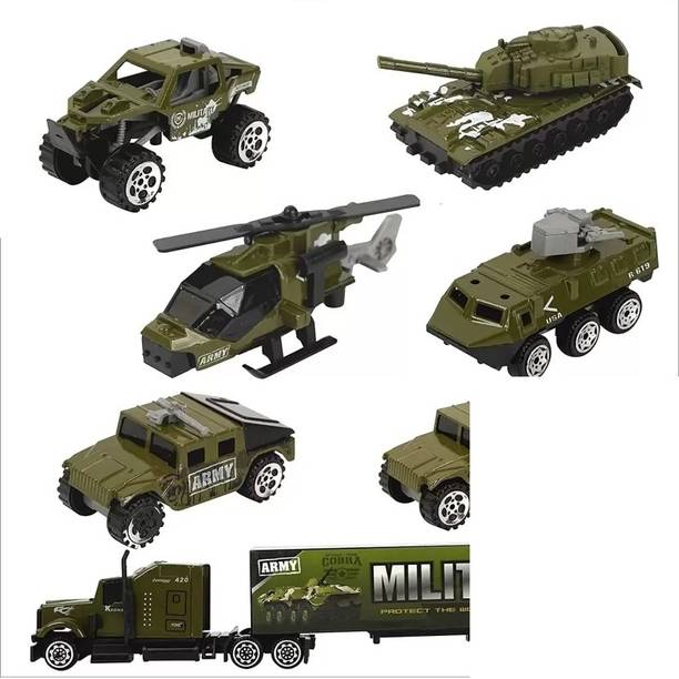 JDS ENTERPRISE Army Military Metal Car Set for Kids 7 Pcs Set multi design