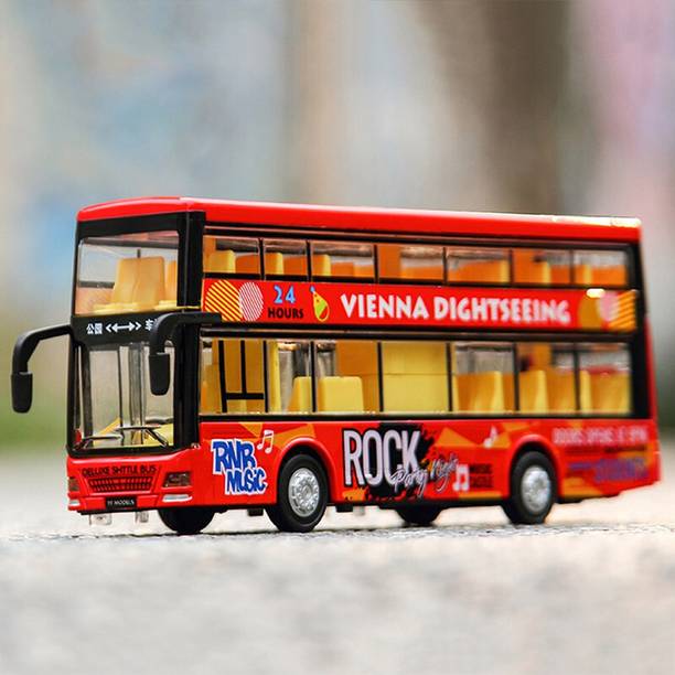 UKAXA Bus Toy For Kids Light Sound Pullback Diecast Metal