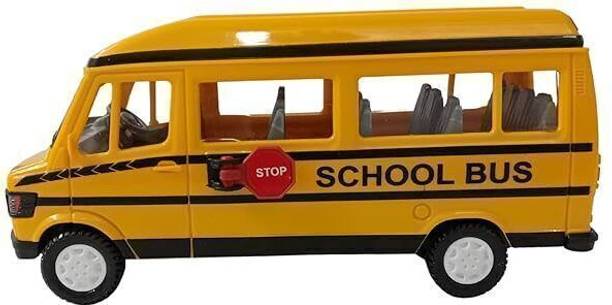 FUN FACTORY TOYS School Bus Toy for Kids, Pull-Back Acton School Bus Model Toys (Color May Vary)