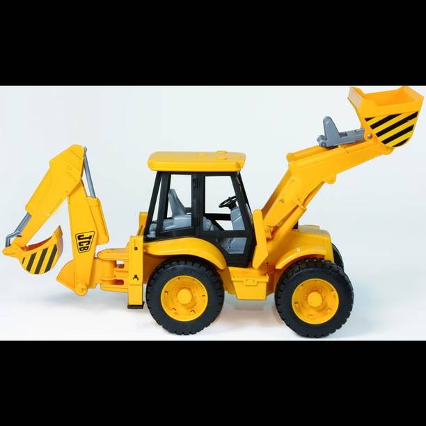 Plus Shine JCB Backhoe Loader 2-in-1 Friction Powered Bulldozer Truck & JCB Excavator Toy
