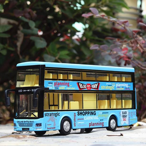 UKAXA Bus Toy For Kids Light Sound Pullback Diecast Metal