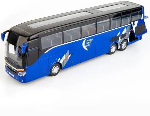 Kexxa 1:32 Setra Luxury Die-Cast Bus Toy | Pull Back | Sound & Light - Blue