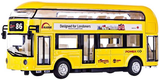 DARVICE Double Decker London Bus with Metal Die-Cast Luxury with Light & Music Sound