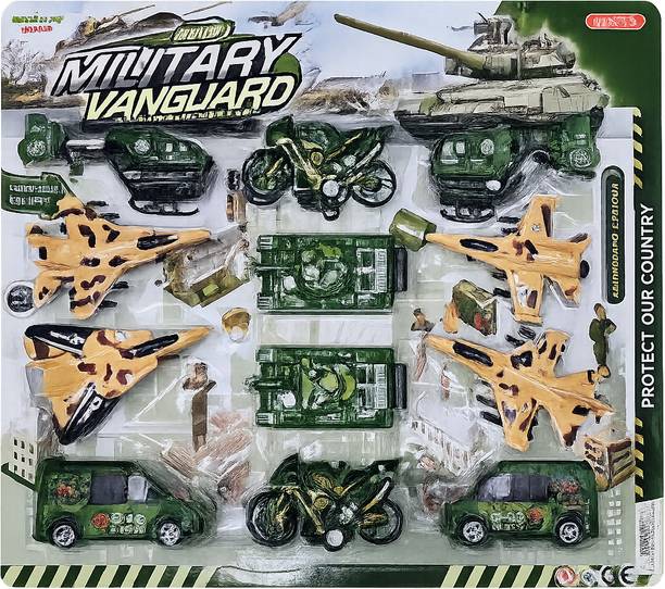 Happy Turtle - Military Vehicles Set 12 Pcs Pack - Durable Plastic - Realistic Details