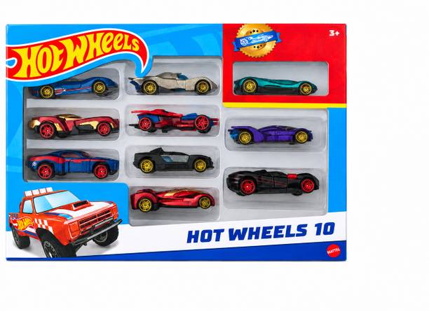 InfiniTots Hot Wheels Cars Set of 10 Metal Die Cast Toy Cars for Kids Boys