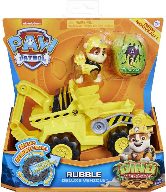 PAW PATROL Dino Rescue Rubble's Deluxe Rev Up Toy Vehic...