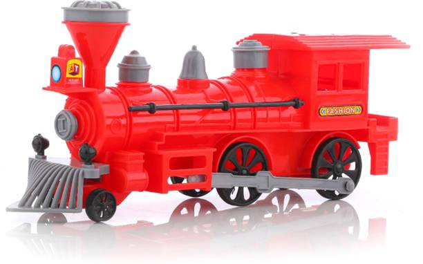 Aditi Toys Pull Back Steam Train Engine, with LED Toy for Kids, Plastic String Pull Back