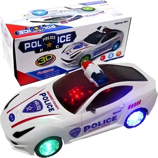 Zenex store Musical Police car Toy with 3D Light 360 Degree Rotating Automatic Door Open toy