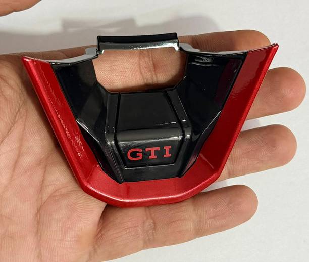 Auto MT BLACK RED ABS Car Steering Badge for,Virtus GT-I Compatible with Golf MK8. Spring Leaf