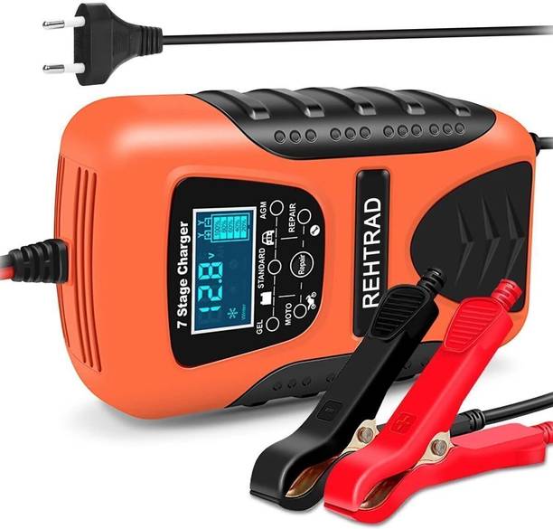 REHTRAD Fully Auto Car Battery Charger for Most Battery Types, Battery Charger Original Vehicle Tool Kit