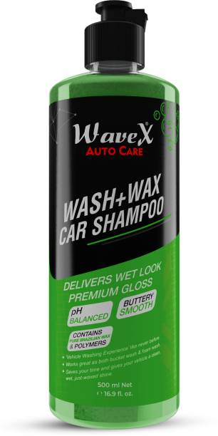 Wavex Wash and Wax Car Shampoo 500ml Gives Wet Look Shine,Buttery Smooth Feel, pH Neutral - Leaves no Water Spots Car Washing Liquid